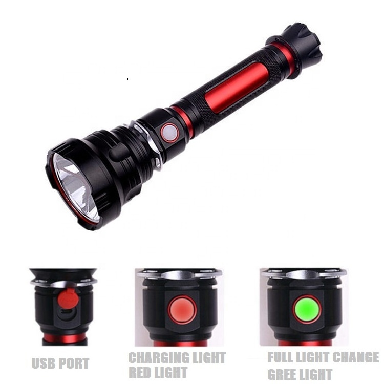 New Style Super Bright 3000 Lumen T40 LED Flashlights Water Resistant Torch USB Rechargeable Flashlight