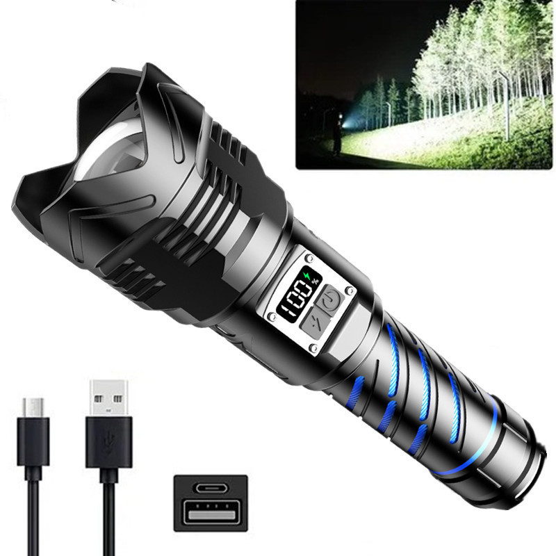 NEW High Power 30w Led Flashlight Spotlight Long Range Type-c Fast Charging Tactical Flashlight for night actitivies