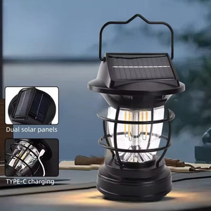 Stepless Wholesale Dimming Hanging Rechargeable Battery Powered Solar Lanterns Outdoor Camping Waterproof Lamp