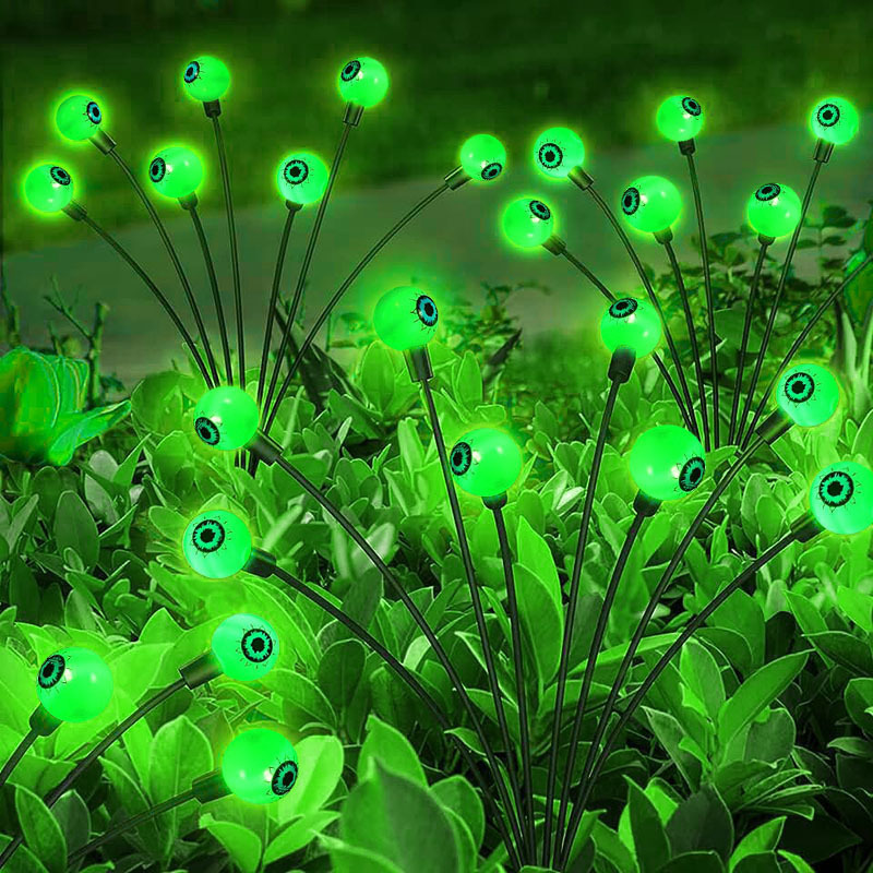 Halloween Eyeball Lights Solar Power Firefly Lights Garden Lawn Lamp Outdoor Swaying Light For Courtyard Pathway Decoration