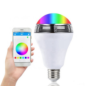 LED Wireless Light Bulb Speaker, E27 Remote Control 12W LED Bulb Speaker RGB Smart Music Bulb