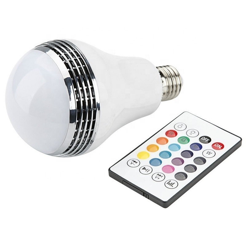 LED Wireless Light Bulb Speaker, E27 Remote Control 12W LED Bulb Speaker RGB Smart Music Bulb