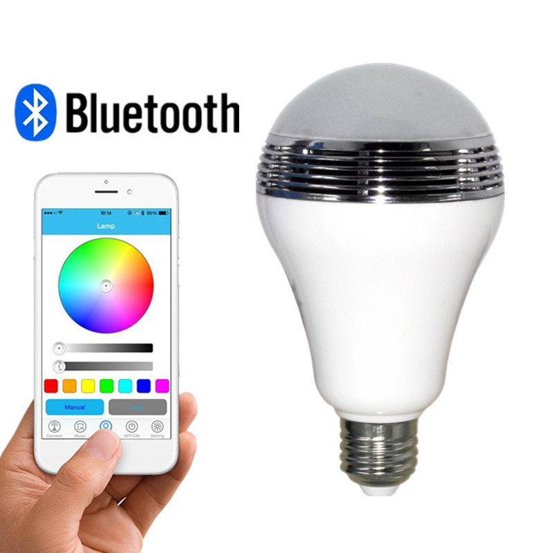 LED Wireless Light Bulb Speaker, E27 Remote Control 12W LED Bulb Speaker RGB Smart Music Bulb