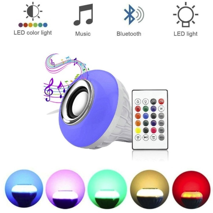 Remote Control Music RGB E27 RGBW Strobe Light Led Bulb with Speaker