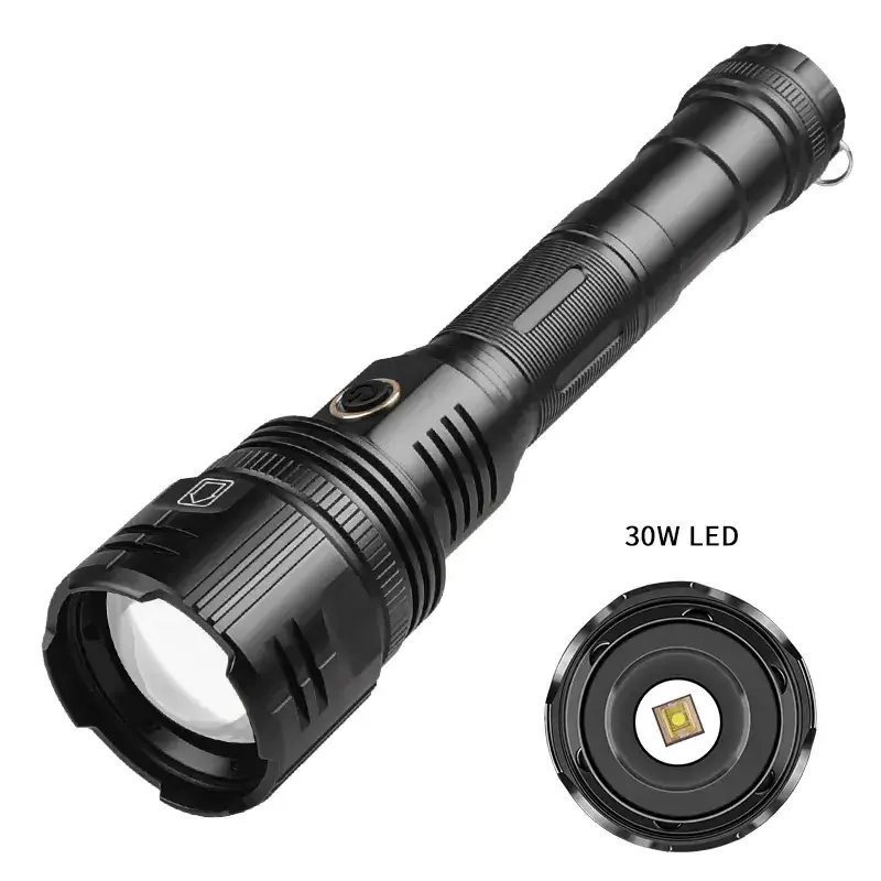 450000 LM 10km powerful tactical flashlight 26650 rechargeable USB torch light XHP90 30W 1500m 2-1 Hunting lantern