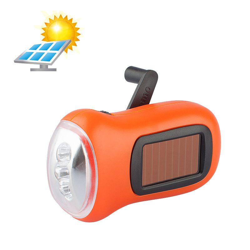 Solar Power Dynamo 3 LED Hand Crank Torch Flashlight