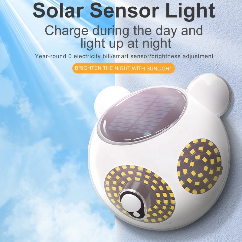 New Style IP65 LED Solar Sensor Light Outdoor Waterproof PIR Motion Sensor Wall Lamp Magnetic Panda Solar Lights