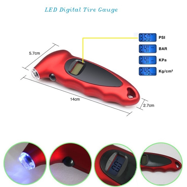 Hot Selling CE FCC Black LCD And Non-Slip Grip Car Led Digital Air Tire Pressure Gauge