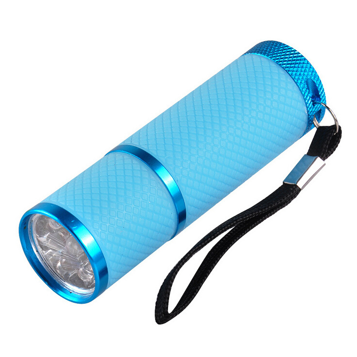 Wholesale AAA Battery Led Flashlight Promotional Pocket Colorful 9 LED Glow in the Dark Flashlight Torch