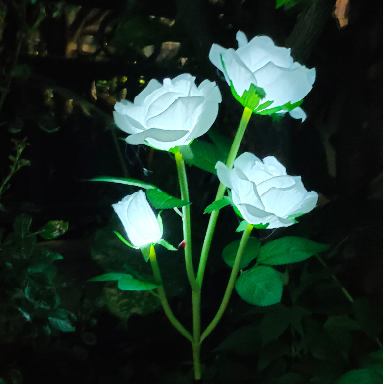 Solar Rose Flower Lights Waterproof Solar Rose Garden Decorative Stake Lights for Outdoor Patio Yard Walkway