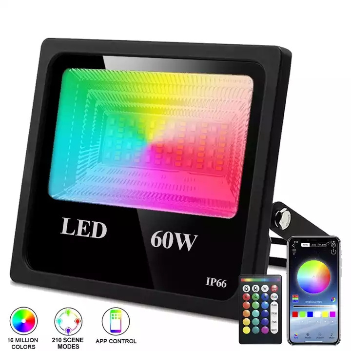 15-100W RGB Led Flood Light Smart App Control Garden Stage Lighting IP66 Waterproof Dimmable Outdoor Flood Light