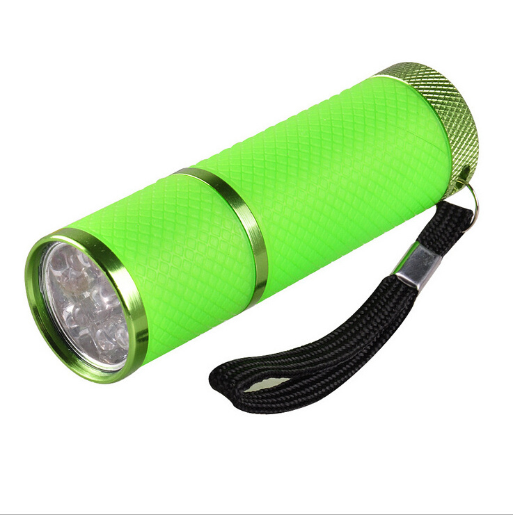 Wholesale AAA Battery Led Flashlight Promotional Pocket Colorful 9 LED Glow in the Dark Flashlight Torch