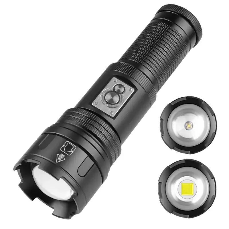 Long Throw Tactical LED Flashlight COB Work Light USB C Rechargeable Spotlights 8000Lumens xhp99/White LED Tactical Flashlights