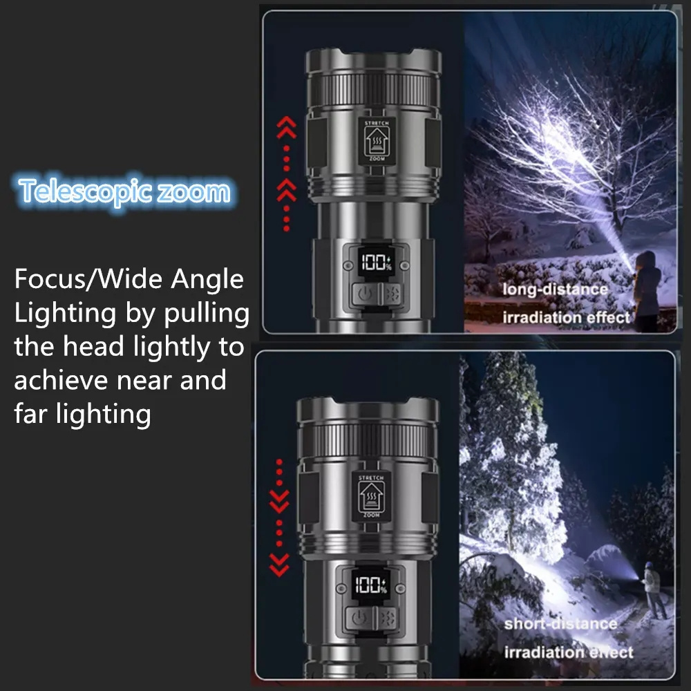 Zoomable LED Torch Flash Light Rechargeable High Brightness 3500LM Flashlight