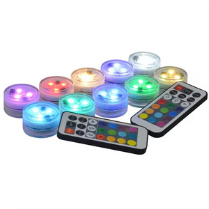 Homemory 10pcs Mini Submersible LED Lights with Remote  RGB Multicolor Waterproof Small Tealight Candles