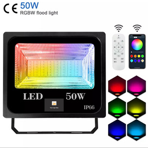 15-100W RGB Led Flood Light Smart App Control Garden Stage Lighting IP66 Waterproof Dimmable Outdoor Flood Light