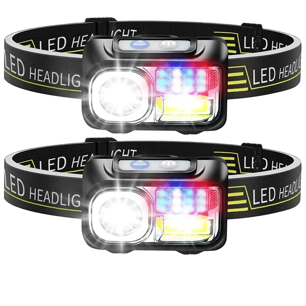 High Power Bright Sensor Headlamp LED Head Light White Red Blue Lighting Waterproof LED Headlamp XPE+COB LED Hiking Head torch