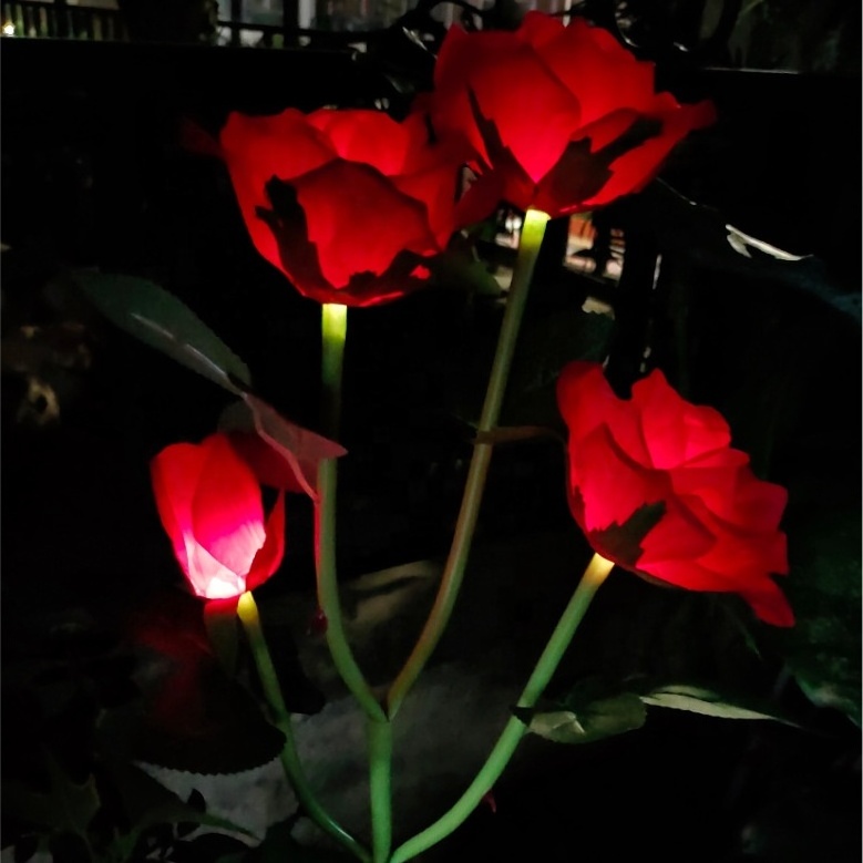 Solar Rose Flower Lights Waterproof Solar Rose Garden Decorative Stake Lights for Outdoor Patio Yard Walkway