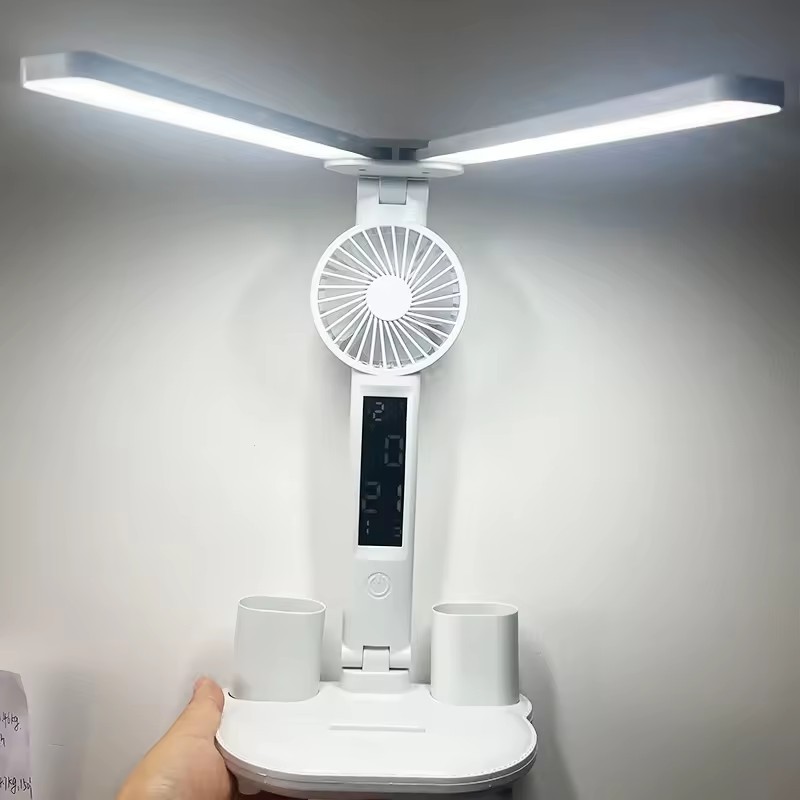 Dimmable Eye Protection LED Reading Light Multifunctional Foldable  Table Light with Fan  Touch Night Light with Pen Holder