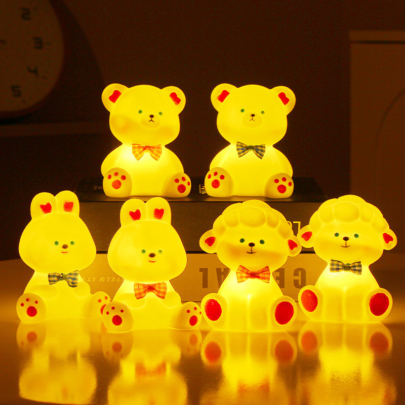 Children's Bedroom Battery Powered Indoor LED Lamp Children's Cartoon Night Light Enamel Luminous Small Table Lamp