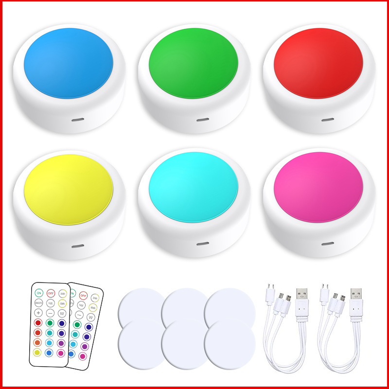 3Inches 3/6Pack RGBW USB 13 Colors Touch Sensor Under Cabinet Lights Rechargeable for Kitchen Hallway Closet Decoration