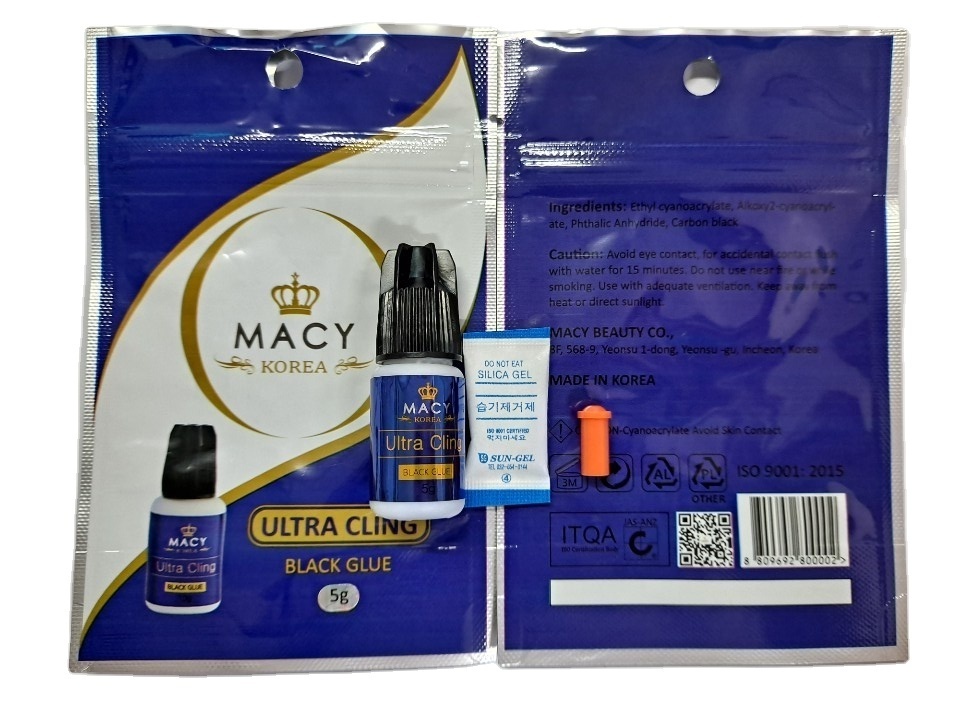 MACY BEAUTY ULTRA CLING GLUE 1 sec fast drying 4~5 weeks lasting super bonding eyelash black adhesive