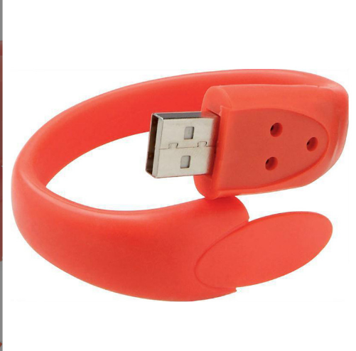 Classical PVC Wristband USB Flash Drive in 1GB 8GB 16GB 64GB Capacities-Fashionable Bracelet USB Stick for Women and Men