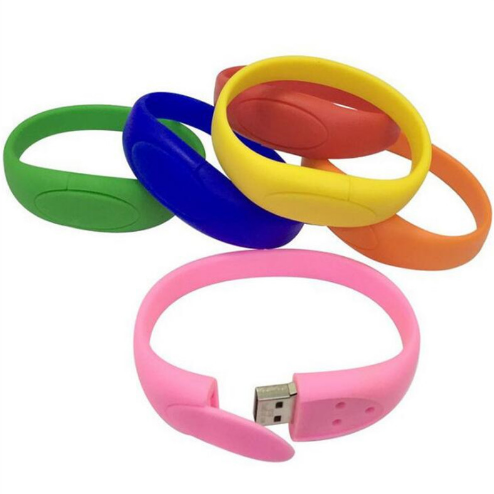 Classical PVC Wristband USB Flash Drive in 1GB 8GB 16GB 64GB Capacities-Fashionable Bracelet USB Stick for Women and Men