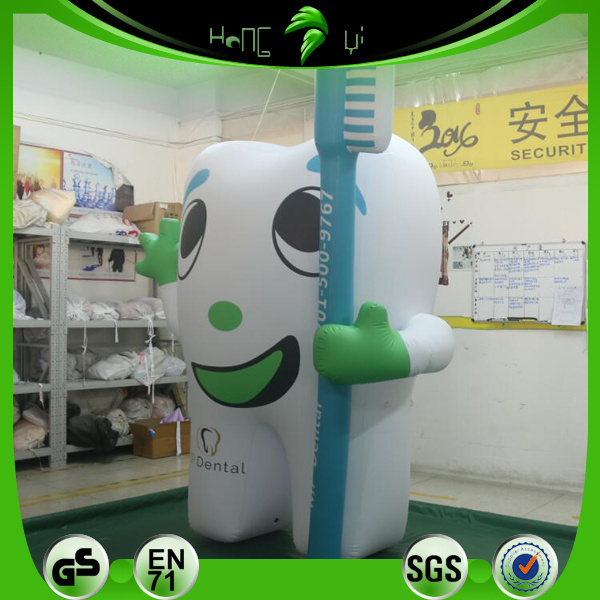 Inflatable Tooth Shape Tooth Balloon With Toothbrush Customized Inflatable Tooth Model