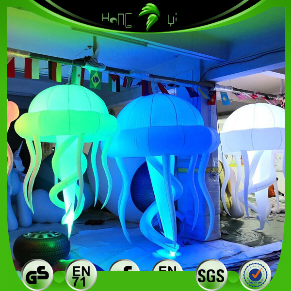 Hanging Inflatable LED Jellyfish Shape Balloons Custom Inflatable Lighting Jellyfish Animals Balloons For Decoration