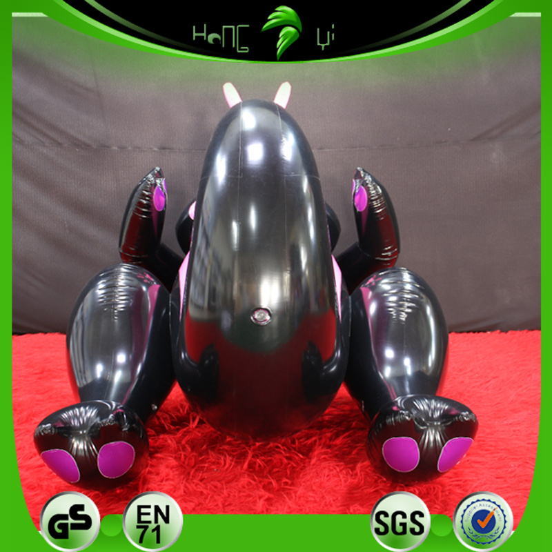 Shiny PVC Black And Pink Inflatable Laying Dragon Hongyi Dragon Pool Toys