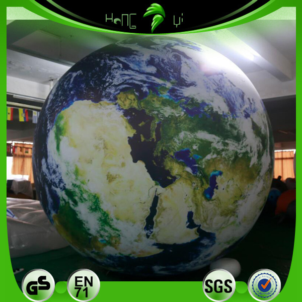 Hongyi Toy Inflatable LED Lighting Earth Printing Air Sphere Custom Giant Lighting Inflatable Globe Balloon Decoration