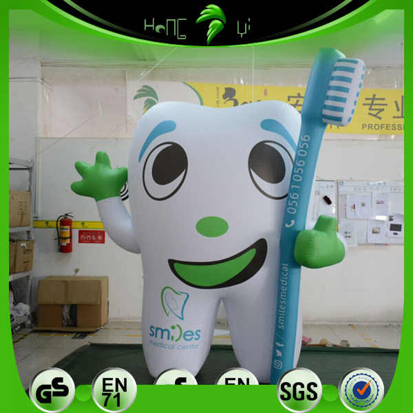 Promotion Inflatable Tooth Model Balloon Hongyi Customized Inflatable Tooth Model With Toothbrush For Events