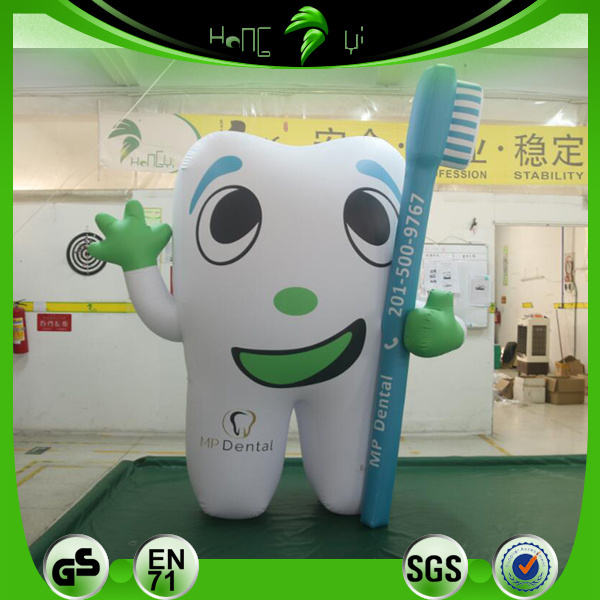 Inflatable Tooth Shape Tooth Balloon With Toothbrush Customized Inflatable Tooth Model