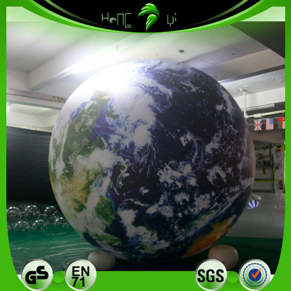 Hongyi Toy Inflatable LED Lighting Earth Printing Air Sphere Custom Giant Lighting Inflatable Globe Balloon Decoration