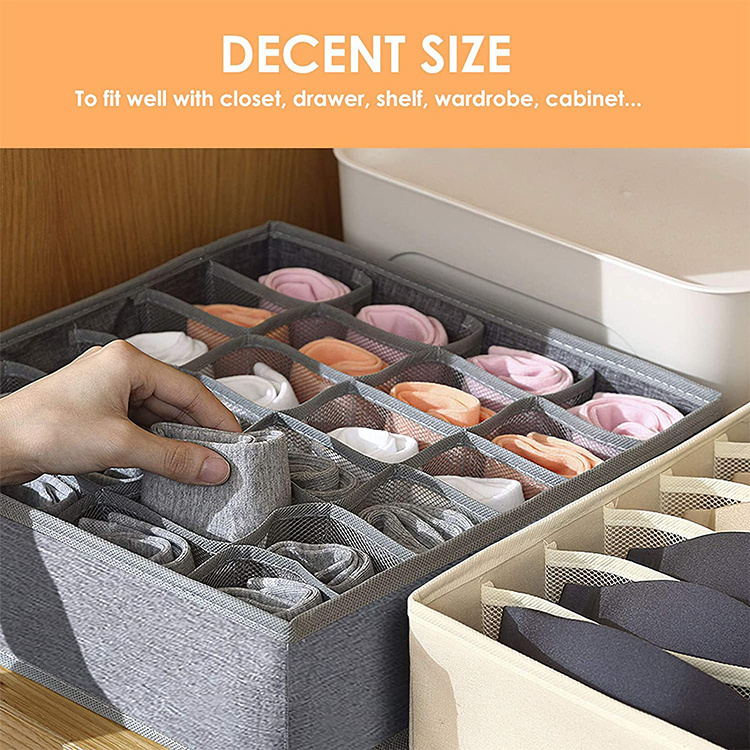 Fabric storage bins with divider nonwoven drawer sotrage box underwear and socks storage