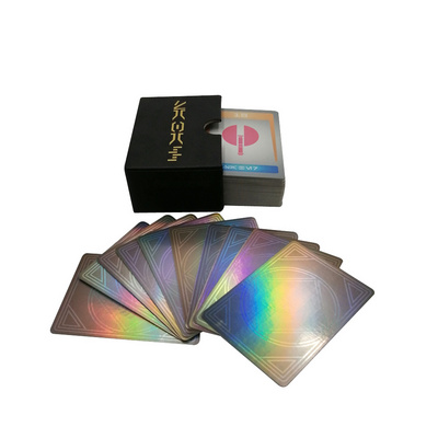 Hot Sale Custom manufacture wholesale logo design holographic matte varnish  playing cards trading card games