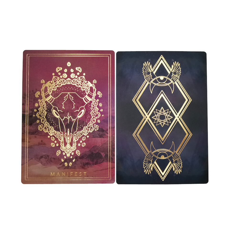 China supplier family  game card packaging foil hot stamping plastic belt divination tarot card magic game card deck