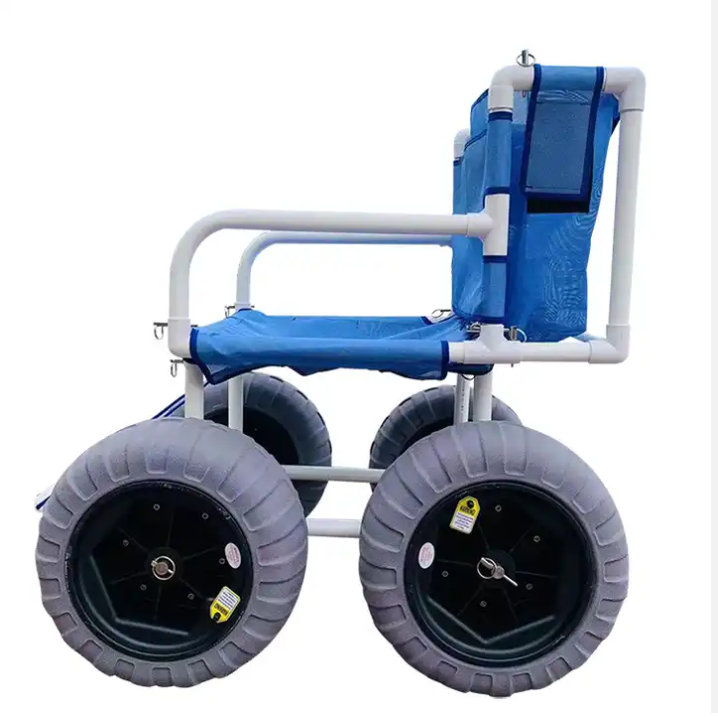 Beach wheelchair with 16 inch big wheels PVC foldable sand wheelchair comfortable disabled light weight leisure wheelchair