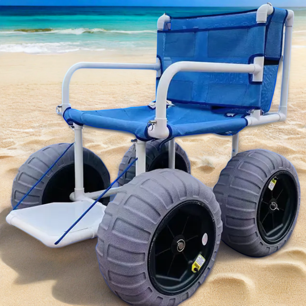 Beach wheelchair with 16 inch big wheels PVC foldable sand wheelchair comfortable disabled light weight leisure wheelchair