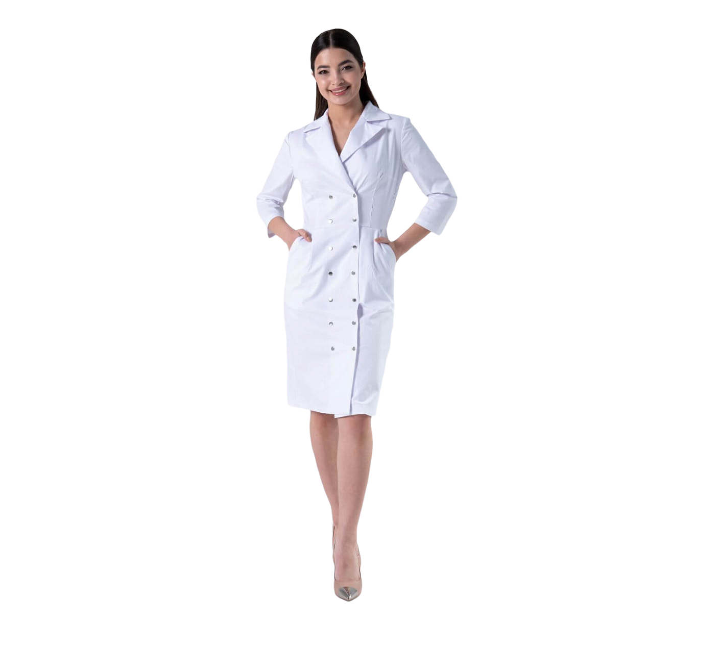 White Double-Breasted Lab Coat Hospital Uniforms White Doctors Uniform Sets Uniform Medical Coat For Women