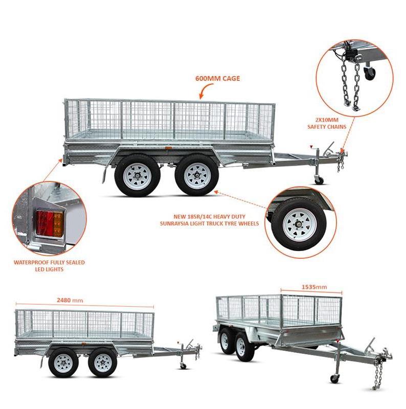 NEW 10x5 Tandem AXLE Box UTILITY Trailer 900MM CAGE Fully Welded GALVANISED FOR SALE