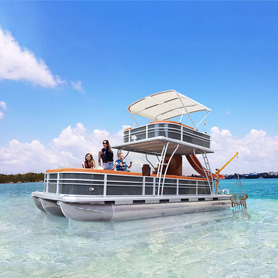 2022 Kinlife Double Decker Luxury Aluminum Pontoon Boat Biggest Passenger Boat With Slide