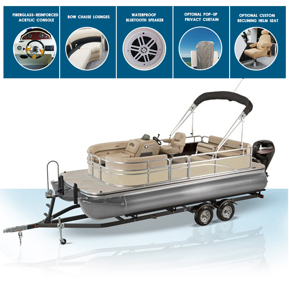 New  Kinlife Leisure  Aluminum Electric Pontoon Boat Catamaran Yacht With Motor For Sale