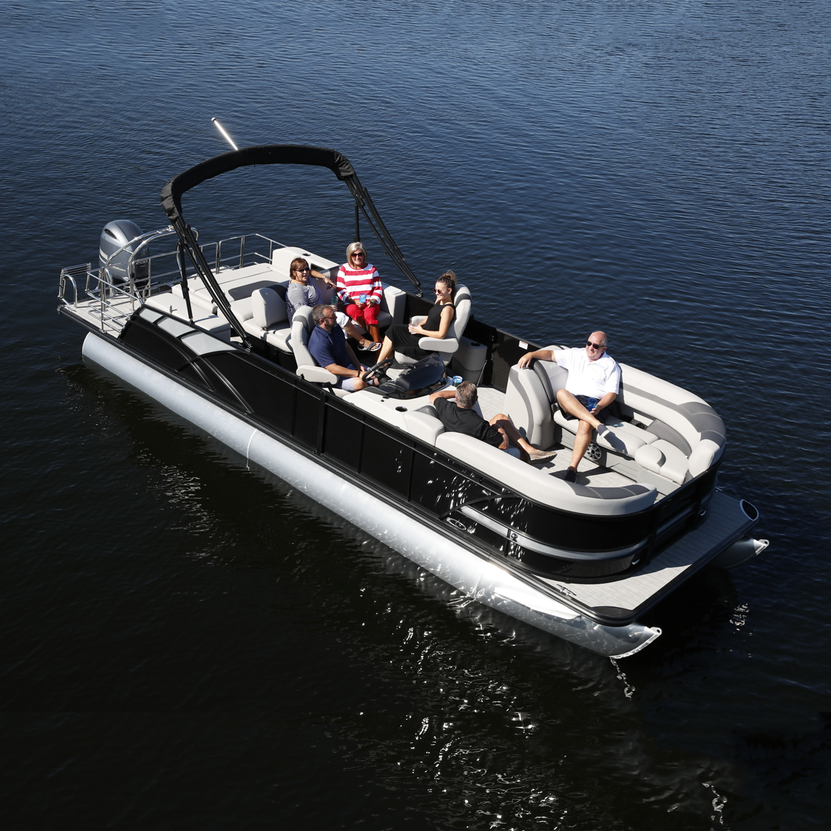 2023 Ecocampor Big Horsepower 24FT with Hard Top Center Console Fiberglass Motor Fishing Pontoon Boat for Speed Sport