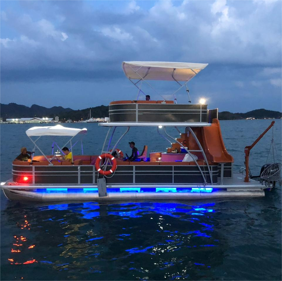 2023 Hot Sale 30ft Luxury Twin Engine Pleasure Aluminium Pontoon House Boat for Sale