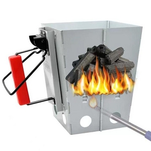 BBQ Charcoal Fire Starter Folding Charcoal Chimney for Outdoor Barbecue Camping