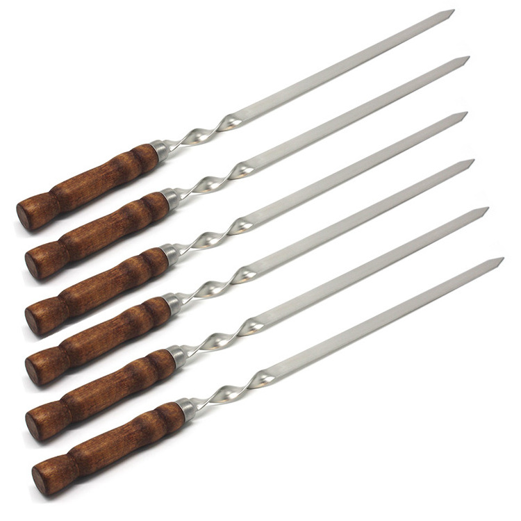 Flat Kabob BBQ Skewers Stainless Steel Skewer Sticks Wide Reusable Barbecue Shish Kebab Skewers