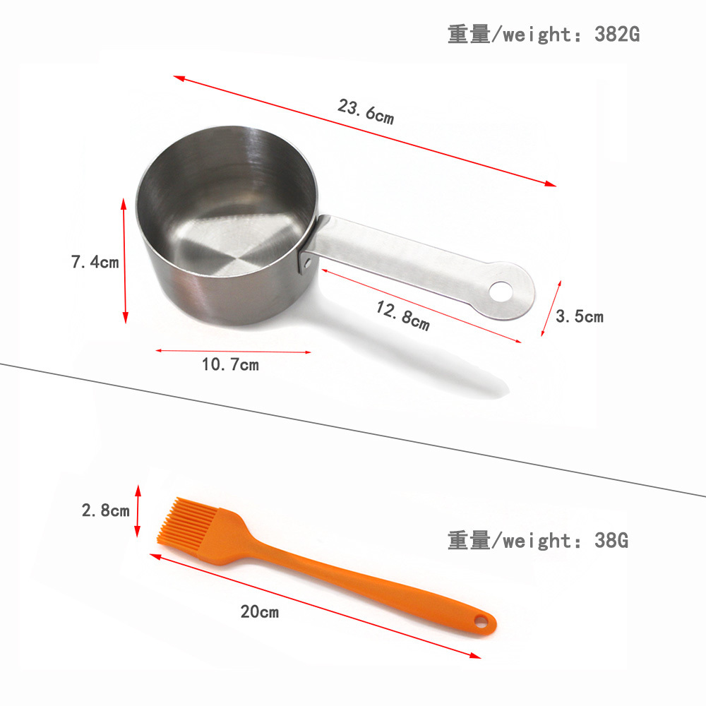 Hot Sale Stainless Steel Sauce Pots Cookware Sauce Milk Melting Pan With Silicone Basting Brush