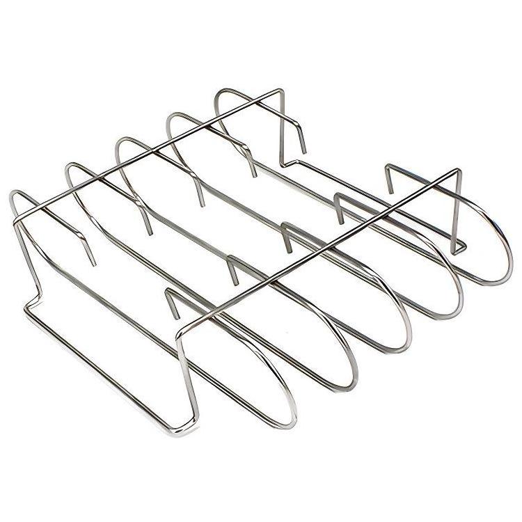 Stainless Steel Ribs Rack Holds 4 Ribs BBQ Grill Racks Rib Holder for Charcoal Gas Smoking Grilling